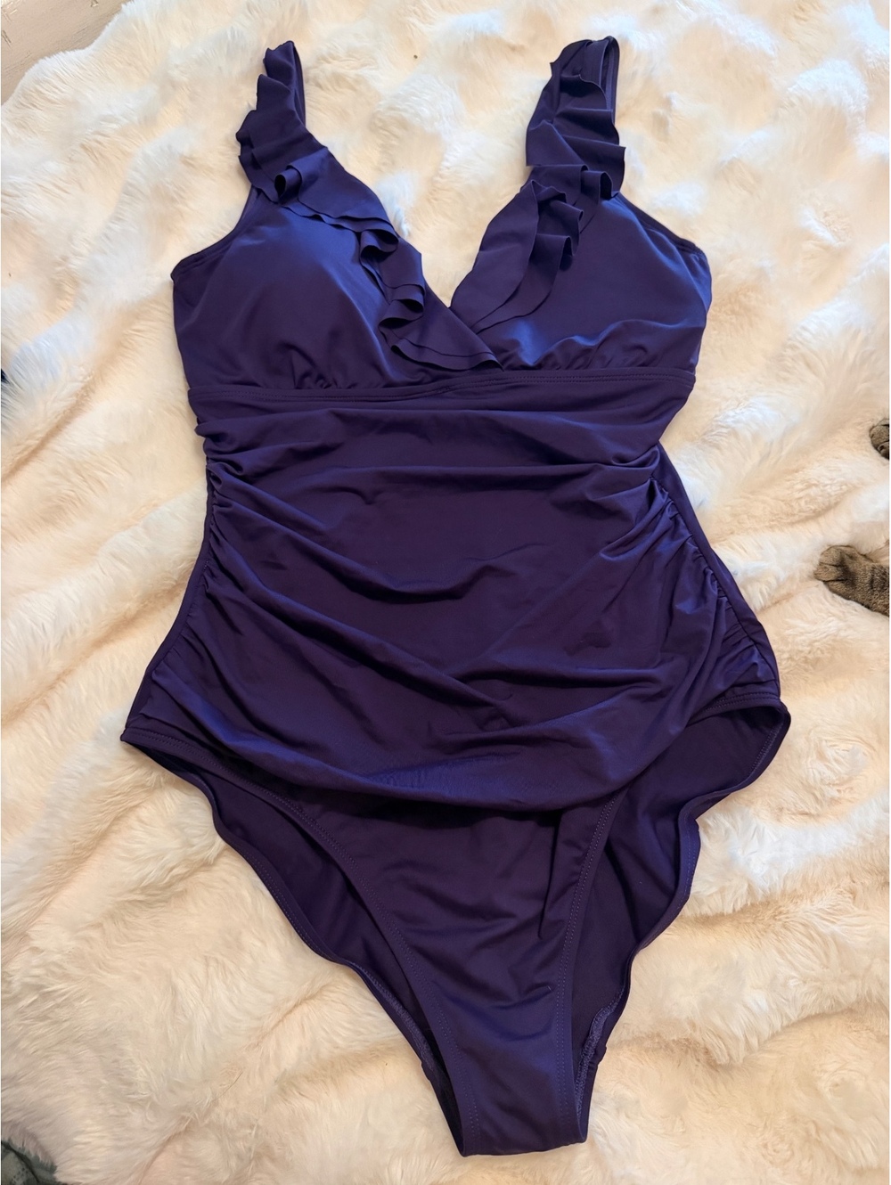 Lauren Ralph Lauren Purple Ruffled One Piece Swimsuit Size 14